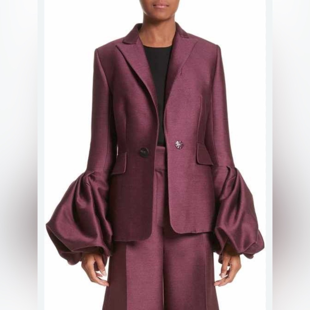 Roksanda Safiya Ruched Gathered Shirred Sleeve Blazer